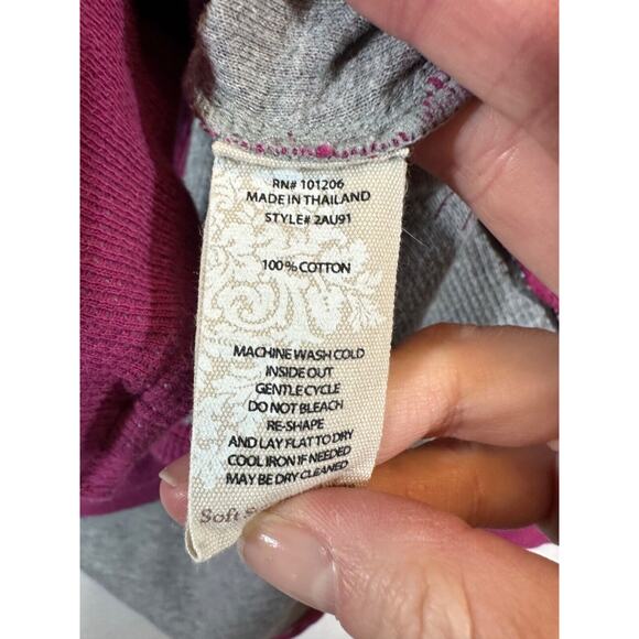 SOFT SURROUNDINGS Mixed Button Long Sleeve Tunic Size M Lined Pink/Purple E7 - Picture 4 of 7